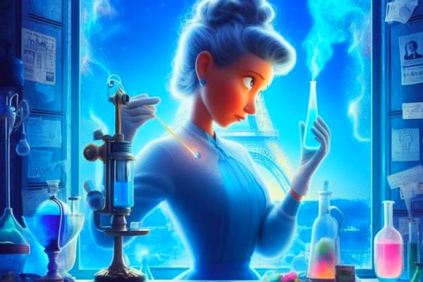 Disney cartoon of Marie Curie